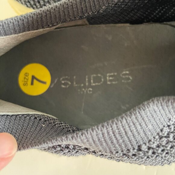 J Slides Women's 7 Slip on Shoes Hilo Platform Sneakers Knitted Blue/Gray Fabric - Picture 7 of 9